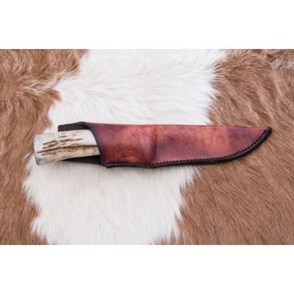 Damaszkuszi vadászkés 12 cm kőris/szarvas agancs