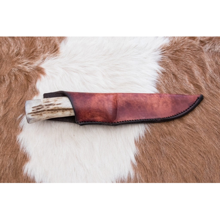 Damaszkuszi vadászkés 12 cm kőris/szarvas agancs