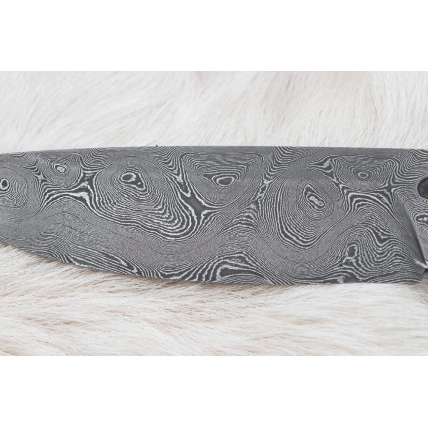 Damaszkuszi vadászkés 12 cm kőris/szarvas agancs