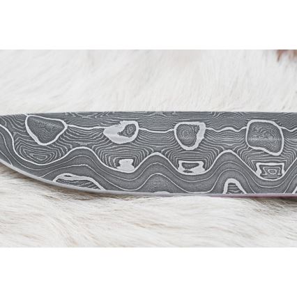 Damaszkuszi vadászkés 13,8 cm Nyírfa/tevecsont