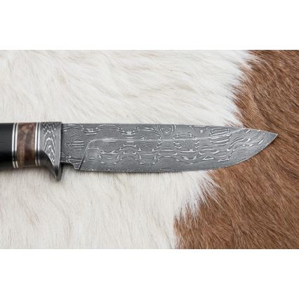 Damaszkuszi vadászkés 13 cm nyárfa/ébenfa