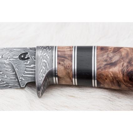 Damaszkuszi vadászkés 13 cm nyárfa/ébenfa