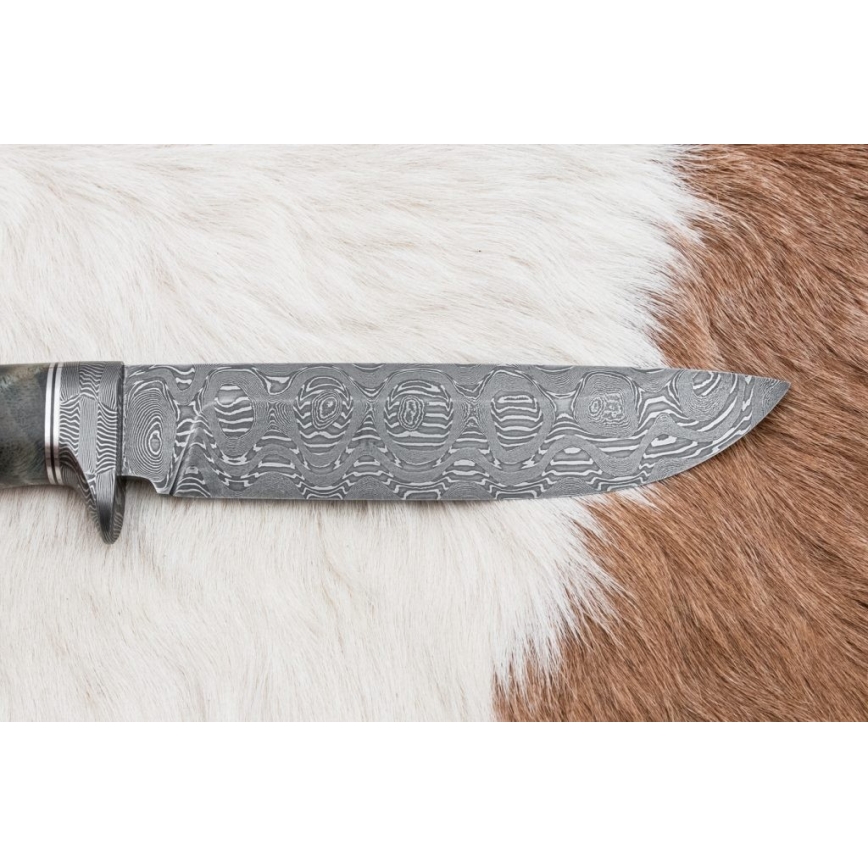 Damaszkuszi vadászkés 14,5 cm égerfa/szerpentinit