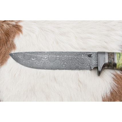 Damaszkuszi vadászkés 14,5 cm égerfa/szerpentinit