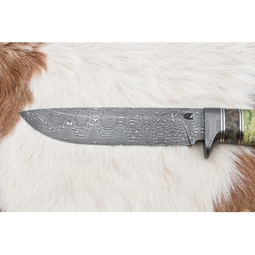 Damaszkuszi vadászkés 14,5 cm égerfa/szerpentinit