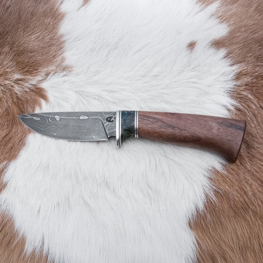 Damaszkuszi vadászkés 9,7 cm dió/juhar