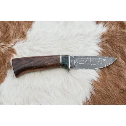 Damaszkuszi vadászkés 9,7 cm dió/juhar