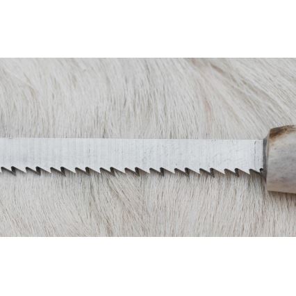 Damaszkuszi vadászkés minifűrésszel 11 cm szarvas agancs