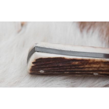 Damaszkuszi vadászkés minifűrésszel 11 cm szarvas agancs