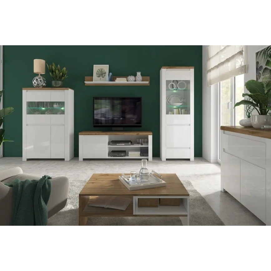 DAMINO dohányzóasztal 35,5x90 cm wotan tölgy/fehér