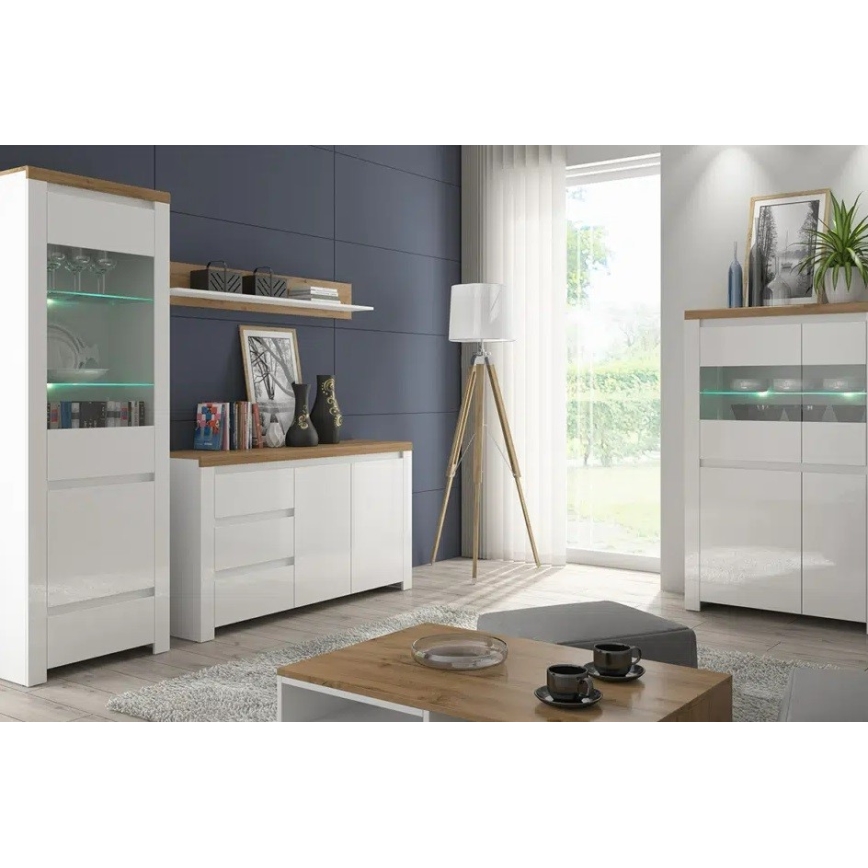 DAMINO dohányzóasztal 35,5x90 cm wotan tölgy/fehér