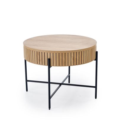 DANTE dohányzóasztal, átmérő 67 cm, barna/fekete