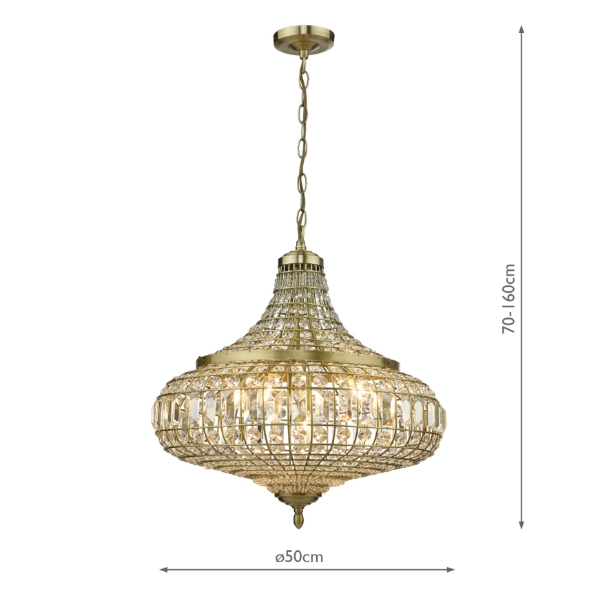 Där Lighting ASM0675 - ASMARA láncra szerelt csillár 6xE14/40W/230V, sárgaréz