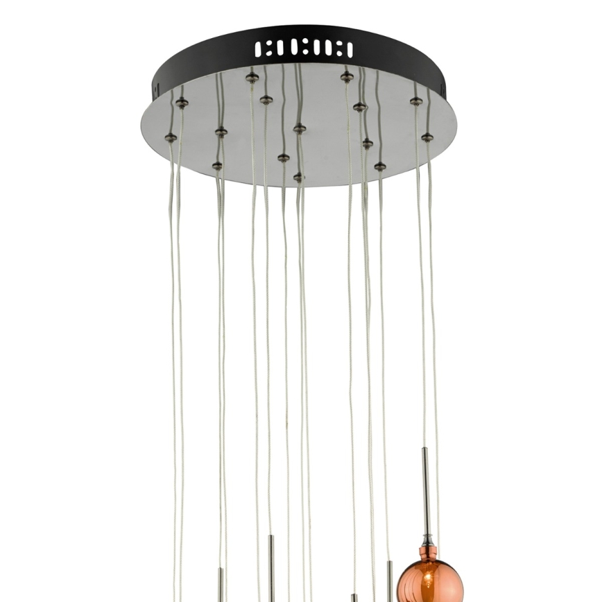 Där Lighting AUR1564 - Kábelre függesztett csillár AURELIA 15xG4/10W/230V fekete/rézszínű