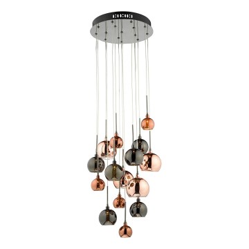 Där Lighting AUR1564 - Kábelre függesztett csillár AURELIA 15xG4/10W/230V fekete/rézszínű