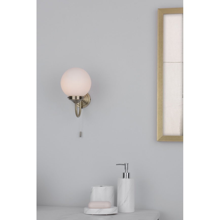 Där Lighting BAR0775 - BARCLAY fürdőszobai fali lámpa, 1x E14/40W/230V, IP44, sárgaréz