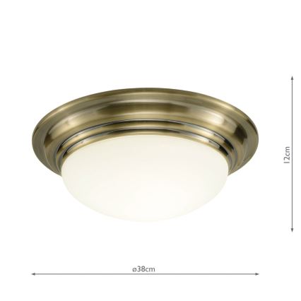 Där Lighting BAR5075 - Fürdőszobai mennyezeti lámpatest BARCLAY 1xE27/60W/230V Ø 38 cm sárgaréz
