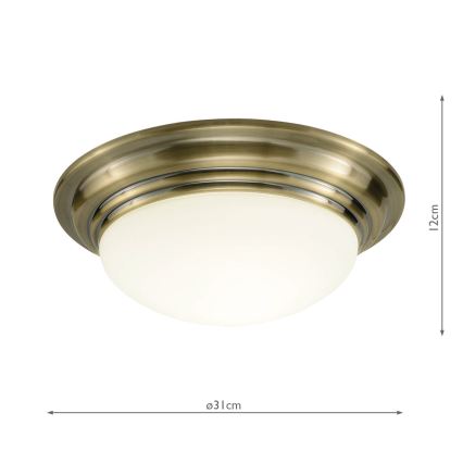 Där Lighting BAR5275 - BARCLAY fürdőszobai mennyezeti lámpatest, 1xE27/60W/230V, átm. 31 cm, sárgaréz