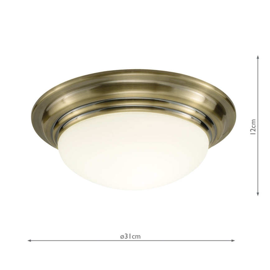 Där Lighting BAR5275 - BARCLAY fürdőszobai mennyezeti lámpatest, 1xE27/60W/230V, átm. 31 cm, sárgaréz