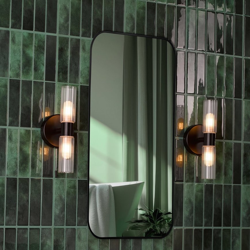Där Lighting BOL0922 - Fürdőszobai fali lámpa BOLTON 2xG9/5W/230V IP44 fekete