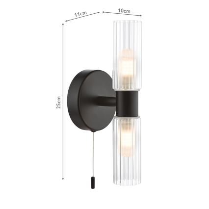 Där Lighting BOL0922 - Fürdőszobai fali lámpa BOLTON 2xG9/5W/230V IP44 fekete