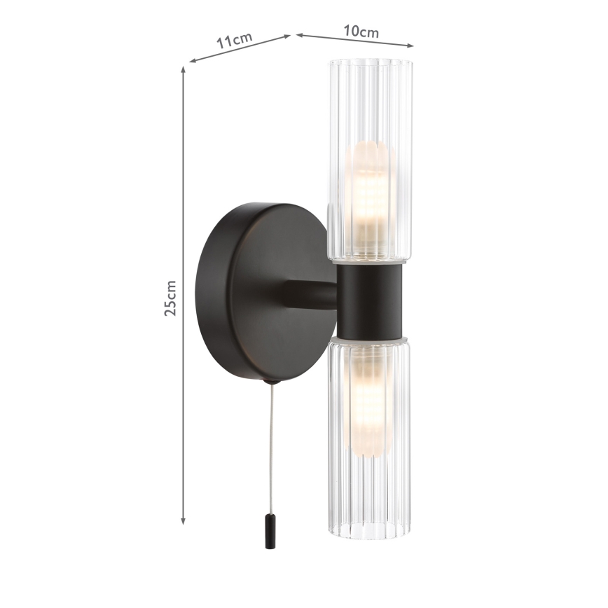 Där Lighting BOL0922 - Fürdőszobai fali lámpa BOLTON 2xG9/5W/230V IP44 fekete