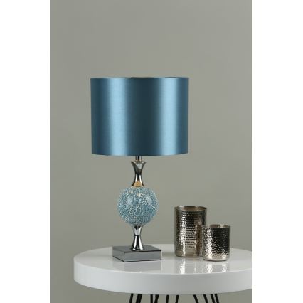 Där Lighting ELS4223 - Asztali lámpa ELSA 1xE27/40W/230V kék/fényes króm