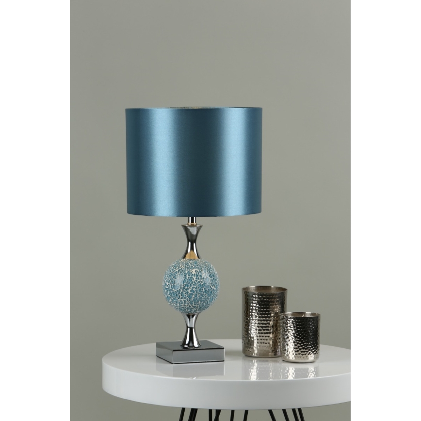 Där Lighting ELS4223 - Asztali lámpa ELSA 1xE27/40W/230V kék/fényes króm
