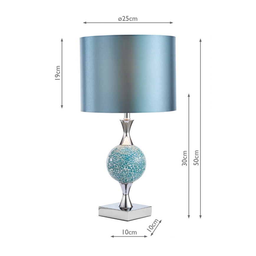 Där Lighting ELS4223 - Asztali lámpa ELSA 1xE27/40W/230V kék/fényes króm