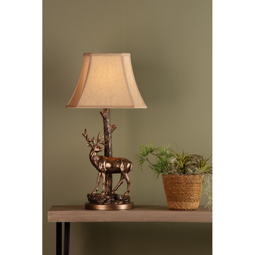 Där Lighting GUL5545-X - GULLIVER asztali lámpa 1xE27/60W/230V bézs/bronz