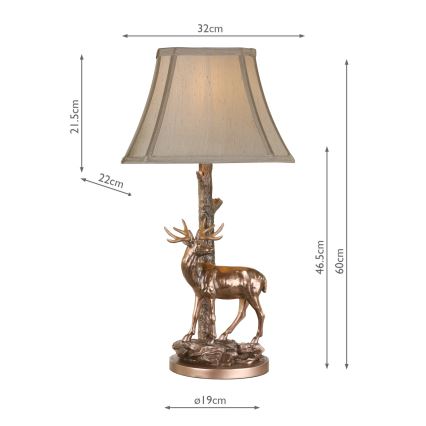 Där Lighting GUL5545-X - GULLIVER asztali lámpa 1xE27/60W/230V bézs/bronz