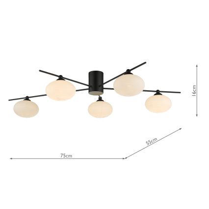 Där Lighting JAS5422 - Felületre szerelhető JASPER csillár 5xG9/25W/230V fekete
