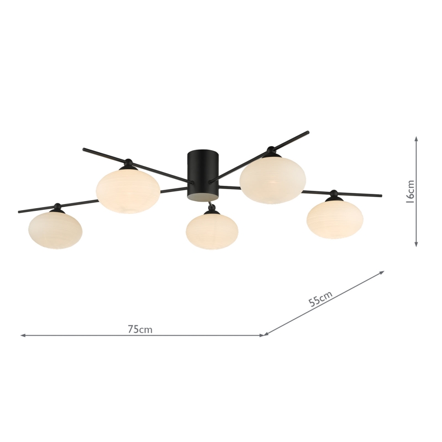 Där Lighting JAS5422 - Felületre szerelhető JASPER csillár 5xG9/25W/230V fekete