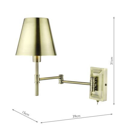 Där Lighting KEN0775 - KENSINGTON flexibilis fali lámpa 1xE14/25W/230V, sárgaréz