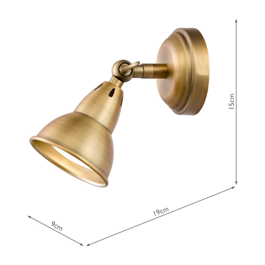 Där Lighting NAT0742 - NATHANIEL fali spotlámpa, 1x GU10 / 11W / 230V, elegáns sárgaréz kivitel