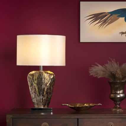 Där Lighting SYR4235 - Asztali lámpa SYRACUSE 1xE27/60W/230V fényes króm/krémszínű