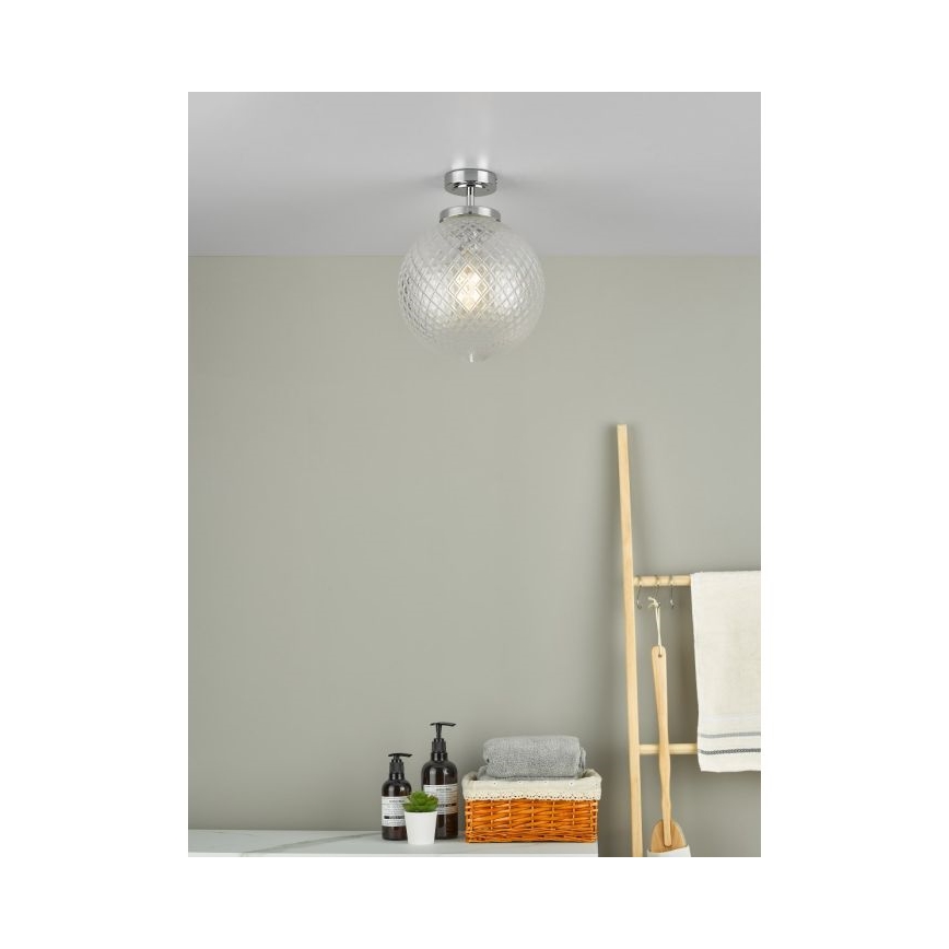 Där Lighting WAY0150 - Fürdőszobai mennyezeti lámpa WAYNE 1xE27/40W/230V IP44 átm. 25 cm polírozott króm