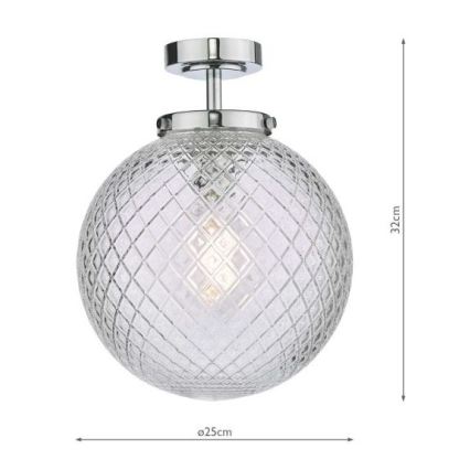 Där Lighting WAY0150 - Fürdőszobai mennyezeti lámpa WAYNE 1xE27/40W/230V IP44 átm. 25 cm polírozott króm