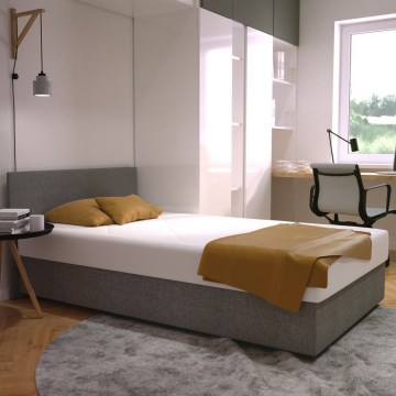 DARIA kárpitozott ágy 120x200 cm tárolóval és matraccal, szürke