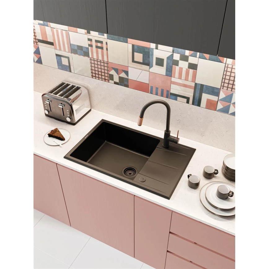 Deante BCA_B64M - Mosogató csaptelep ASTER fekete/sárgaréz