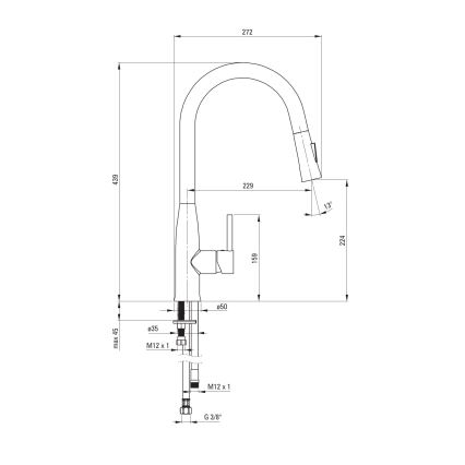 Deante BDH_N72M - Mosogatócsap kihúzható permetezővel LUKRECJA fekete