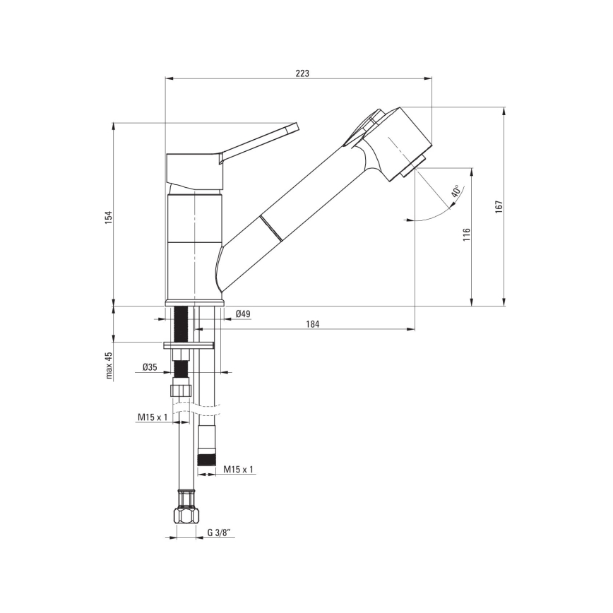 Deante BDN_071M - Mosogatócsap kihúzható permetezővel NARCYZ fényezett króm