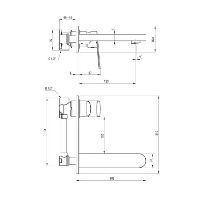 Deante BGA_054L - ALPINIA mosdócsaptelep falba süllyesztett beépítéshez, fényes króm