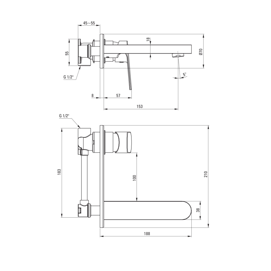 Deante BGA_N54L - Falba építhető mosdócsaptelep ALPINIA fekete