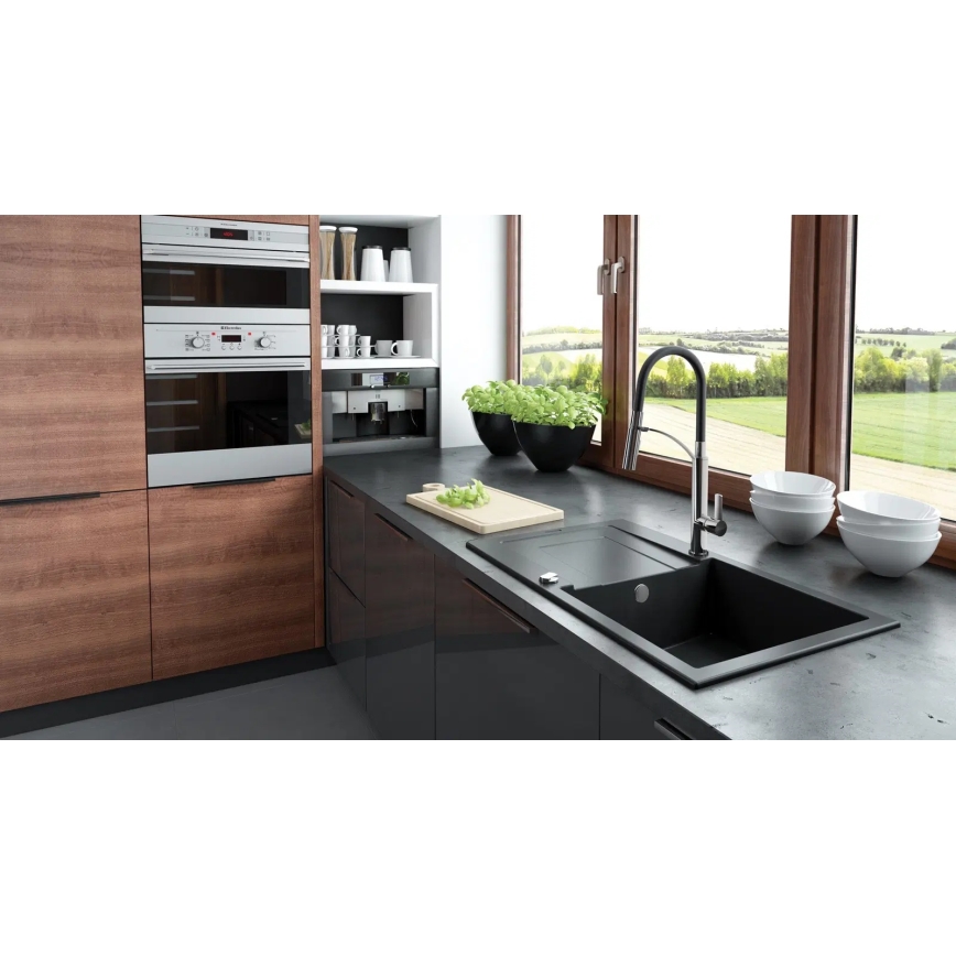 Deante BGB_B720 - Mosogató csaptelep rugalmas kifolyóval GERBERA fekete/krom