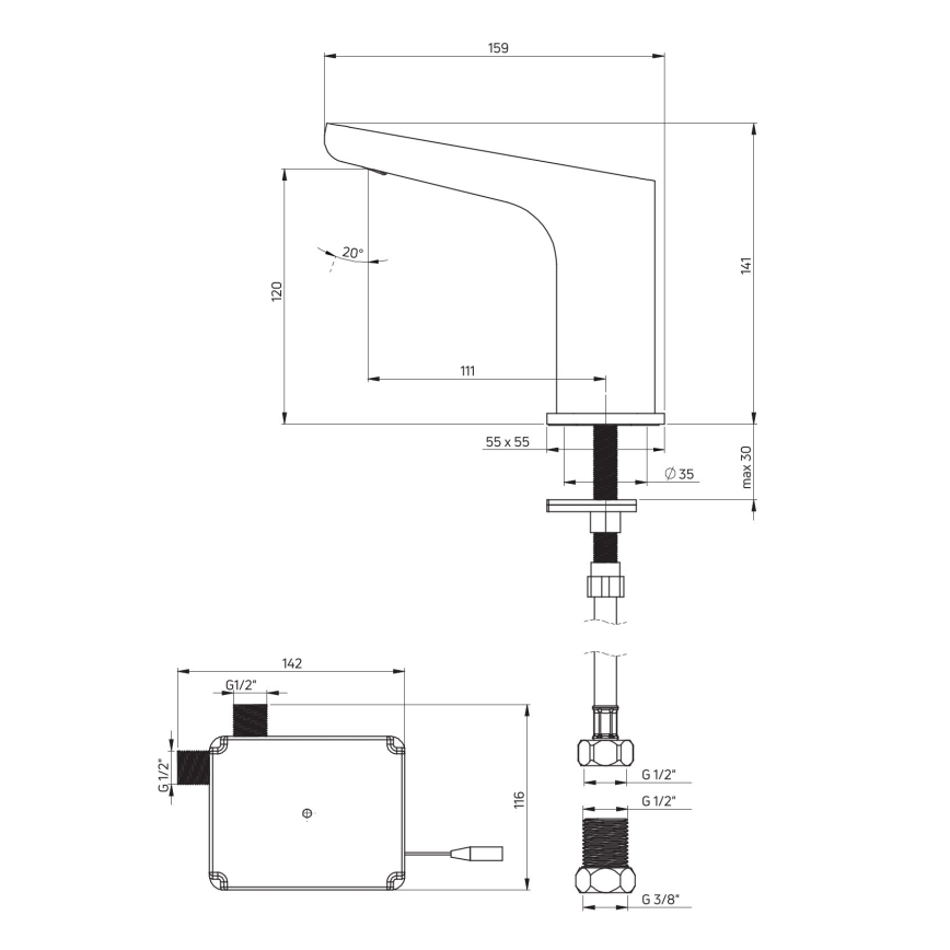 Deante BQH_028R - Érintésmentes mosdócsap HIACYNT 4xAA fényezett króm