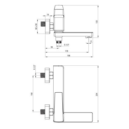 Deante BQL_012M - BLUR kihajtható kádcsaptelep, fényes króm