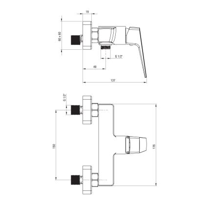 Deante BQL_040M - BLUR zuhanycsaptelep fényes króm