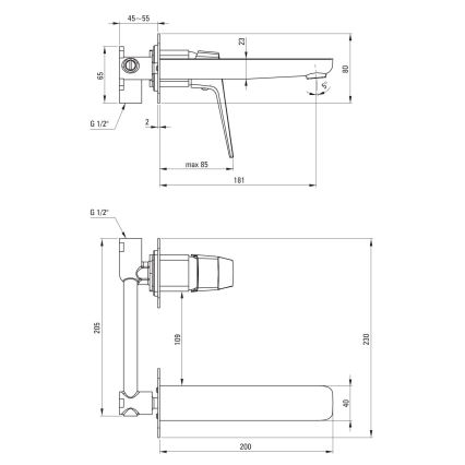 Deante BQL_N54L - Falba építhető BLUR mosdócsaptelep, fekete