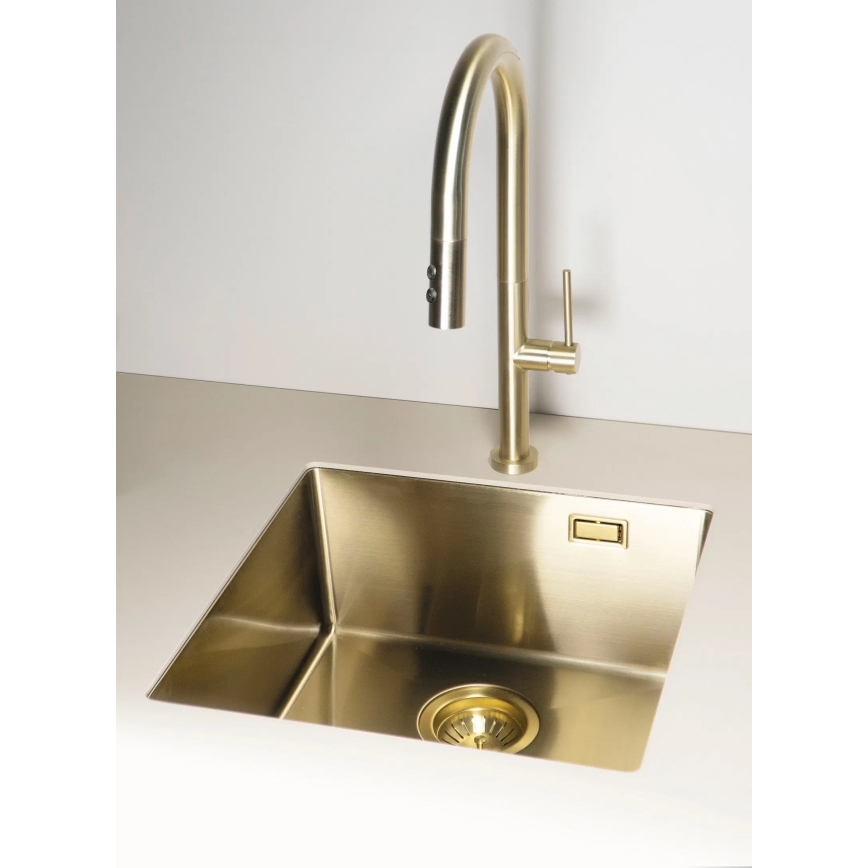 Deante BQO_R72M - Mosogatócsap kihúzható permetezővel OLFATO csiszolt arany